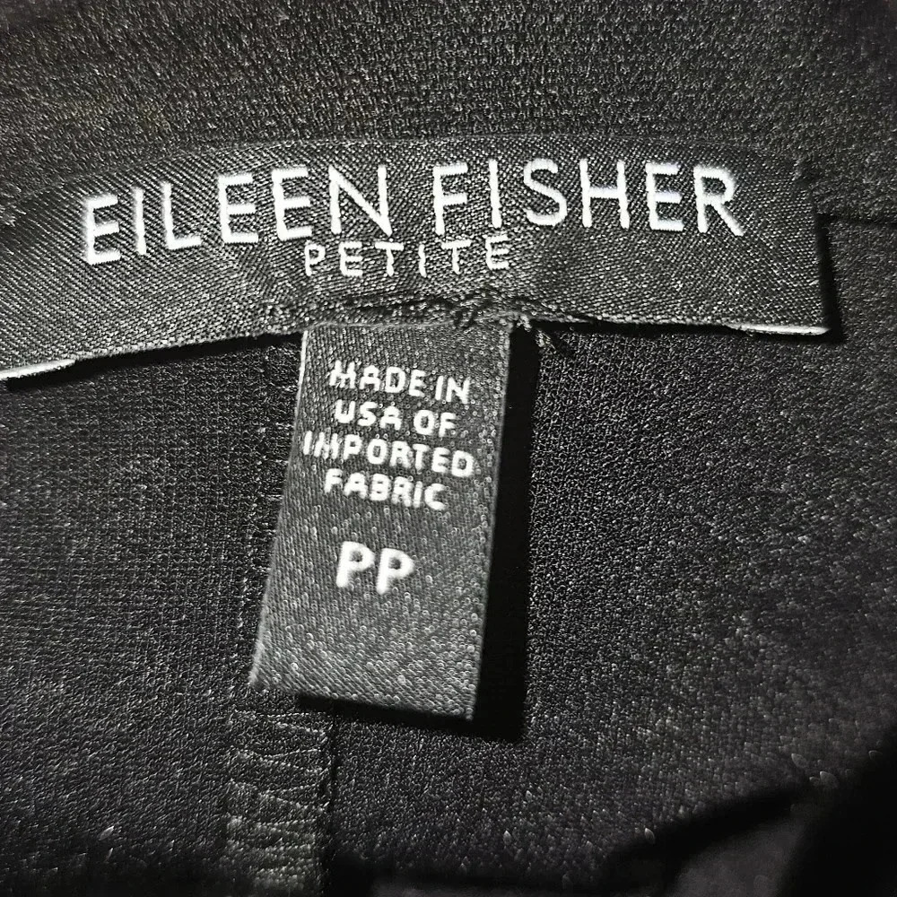 Eileen Fisher High Collared Open Viscoe Black Blazer, Pockets PP(DOUBLE PETITE) - Picture 9 of 11